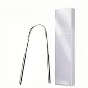 Stainless Steel U-Shaped Tongue Scraper, 1-Pack, Includes Storage Case, Freshens Breath & Prevents Bad Breath, Ideal for Adults