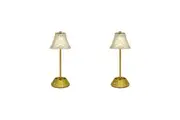 2PK Boyle Rechargeable LED Portable Table Lamp w/ Fluted Glass Shade 11x11x28cm