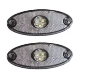2x 12V SIDE REAR MARKER WHITE OUTLINE LIGHTS CARAVAN CHASSIS VAN TRUCK TRAILER