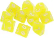 Generic 10 Count D10 Polyhedral Dice Set for Gaming, Yellow, 16mm