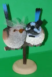 Blue wren Wedding Bride & Groom Ornaments, Cake Topper, Gift, Table Decoration