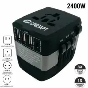 International Travel Adapter, 2400W High Power 3-USB Ports & Type C