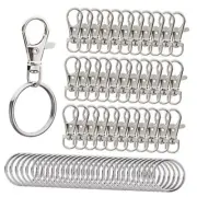 Hapeper Metal Swivel Snap Hooks with Split Key Rings Keychain for Lanyards 60