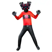 Skibidi Toilet Cosplay Titan Speaker Man Kids Costume Halloween Xmas Gift