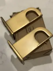 New RH Restoration Hardware Bayonne Solid Brass End Brackets Large Brass 2pc
