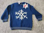NWT BABY GAP BLUE SNOWFLAKE HEAVYWEIGHT PULL-OVER SWEATER 4T