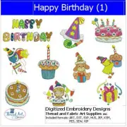 Embroidery Design Set - Happy Birthday(1) - 10 Designs - 9 Formats - USB Stick