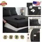 King Cotton Sheets with Extra Deep Pockets - Soft Touch Percale Black
