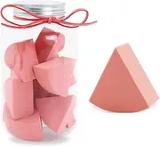 Modixun 12pcs Triangle Makeup Blending Sponges with Storage Bottle, Latex Free Wet and Dry Use Makeup Blenders, Cosmetic Sponges Makeup Wedges, Style A
