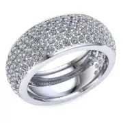 2.4 Ctw Round Diamond Ladies 5Row Pave Eternity Ring With Sizing Bar 14k Gold