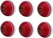 CW Spin Incredible PVC Poly Soft Practice Cricket Ball for All Age Player 6 PCS RED/White