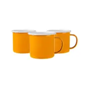 Argon Tableware Coloured Enamel Mugs - Steel Outdoor Camping Tea Coffee Cup - 375ml - Yellow - Pack of 6