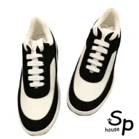 在飛比找momo購物網優惠-【Sp house】黑白拼色精品時尚休閒帆布鞋(2色可選)