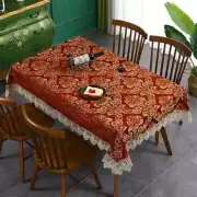 Red Lace Tablecloth Thickened Heat Insulation Anti Scald Cloth Art Round Table