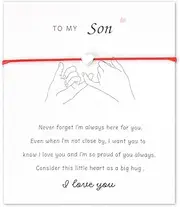 [Siopue] To My Son Bracelets for Men Birthday Gifts for Son Stepson Bday Gifts for Teen Boys Long Distance Red String Bracelets for Bonus Son I Love You Gifts for Son in Law Wish Bracelet