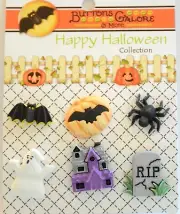 Happy Hauntings / Shank Halloween Buttons / Ghost ~ Bat ~ Spider ~ Haunted Hous