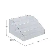 Azar Displays Three-Tier Shelf Step Display for Pegboard and Slat wall, 12"...