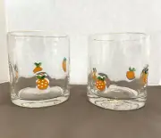 4" Fused Tangerine Set of Whiskey Juice Old Fashioned Glasses White Rimmed Viral