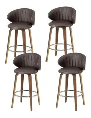 [Artiss] 4x Leather Wood Bar Stools in Brown
