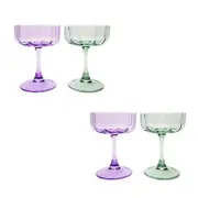 2x 2pc Urban Willa Cocktail Glass Drinking Cup Set Drinkware Purple/Green 13cm