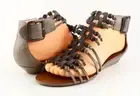 $140 STEVEN STEVE MADDEN WILDOMAR Grey Leather Designer Low Wedge Sandals 8