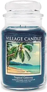 [Village Candle] Tropical Getaway, Large Apothecary Jar, Scented Candle, 21.25 oz.