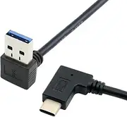 Xiwai Reversible USB 3.1 USB-C Angled to 90 Degree Down Angled A Male Data Cable for Tablet Mobile Phone