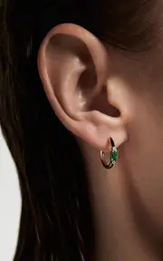 [State Property] 18K Gold Emerald Parameswara Enchantress Hoop Earrings