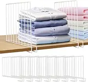 Fineonly 8 Pack Shelf Dividers for Closet Organization Metal Closet Shelf Divider Set Shelf Divider Closet Shelf Organizer Towel Shelf Divider for Wooden or Vertical Shelve Storage Organization