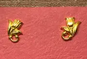 AVON Vintage 1990 Spring Tulip Pierced Post Earrings Goldtone 1" NEW