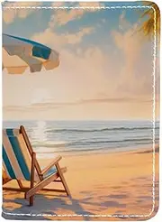 [CWAGFEQZ] Passport Holder,Passport Wallet,Passport and Vaccine Card Holder Combo,Beach Landscape Art Pattern