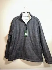 Orvis Sherpa Fleece Lined Tweed Gray 1/4 Zip Pullover Sweater Jacket Mens Large