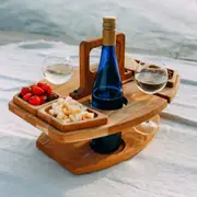 Large Portable Wooden Picnic Table Wine Cheese Board Folding Snack Cheese Tray