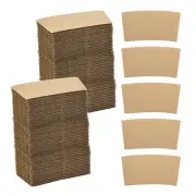 100pcs Disposable Coffee Cup Sleeves, Cardboard Cup Sleeves Brown