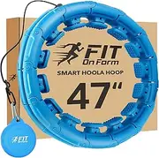 Weighted Hoola Hoop for Adults Weight Loss - Smart Exercise 2 in 1 Abdomen Massage Fitness Hoop - Adjustable 24 Detachable Knots - Abs Workout Hoola Hoops with Cooling Towel