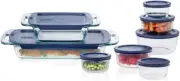 Pyrex Easy Grab Glass Bake 'N Store Glass Food Containers with Blue BPA Free Pla