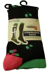 Knee High Compression Socks By TheraRX, Mild Compression, X/XL, Pill Print, New