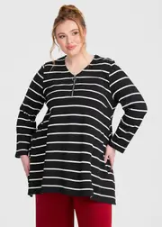 [Taking Shape] Taking Shape Ponte Zip Neck Top Size 20 in Black / White - Plus Size Women's Clothing Black / White