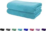 Microfibre Absorbent Gym Towel Fast Drying Light Weight - 40cm x 70cm 2 Pack - Multi Purpose (Aqua)