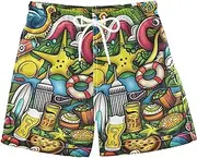 [RPLIFE] Cartoon Doodles of Australia Swimming Clothes for Boys, Swim Trunks for Big Boys 2T