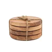 4 Pack Acacia Wood Coasters for Tabletop Countertop Surface Protector