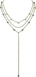 [Rosemarie Collections] Women's Statement Multi Strand Y Beaded Necklace with Glass Beads