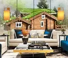 3D Watercolor House Wallpaper Wall Mural Removable Self-adhesive 692