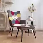 Relaxing Chair with a Stool Patchwork Fabric