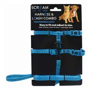 Scream Reflective Adjustable Nylon Cat Puppy Harness With Leash Loud Blue