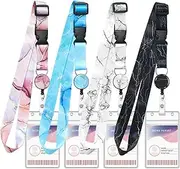 4Pack Cruise Lanyards, Retractable Cruise Lanyard with Waterproof ID Badge Reel Holder, Adjustable Nautical Lanyard Carnival Lanyard Set with Detachable Buckle for Cruises Ships Key Cards