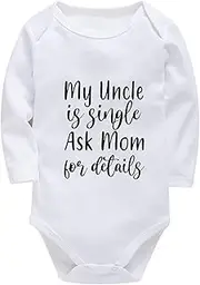 [WOOYONGING] My Uncle Is Single Ask Mom For Details Outfits Boys Long Sleeve Coming Home Outfit for Baby Girl Summer White Uni