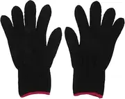 MUSISALY Heatproof Gloves for Hair Styling Heat Resistant Mitts for Curling Wand Flat Iron Glove Barber Shop Black