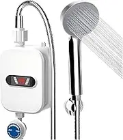 Electric Water Heater, Portable Tankless Instant Hot Water Heater Boiler with Stainless Steel Shower Head Kit, Mini Small Electric Kitchen Treasure Thermostatic Shower Shower Set