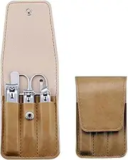 LABUBU Nail Clipper Set, 6 Pcs Toenail Clippers, Stainless Steel Fingernail Clipper, and PU Leather Manicure Set (Beige)